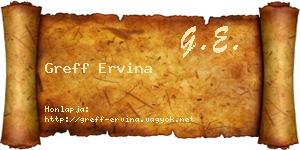 Greff Ervina névjegykártya